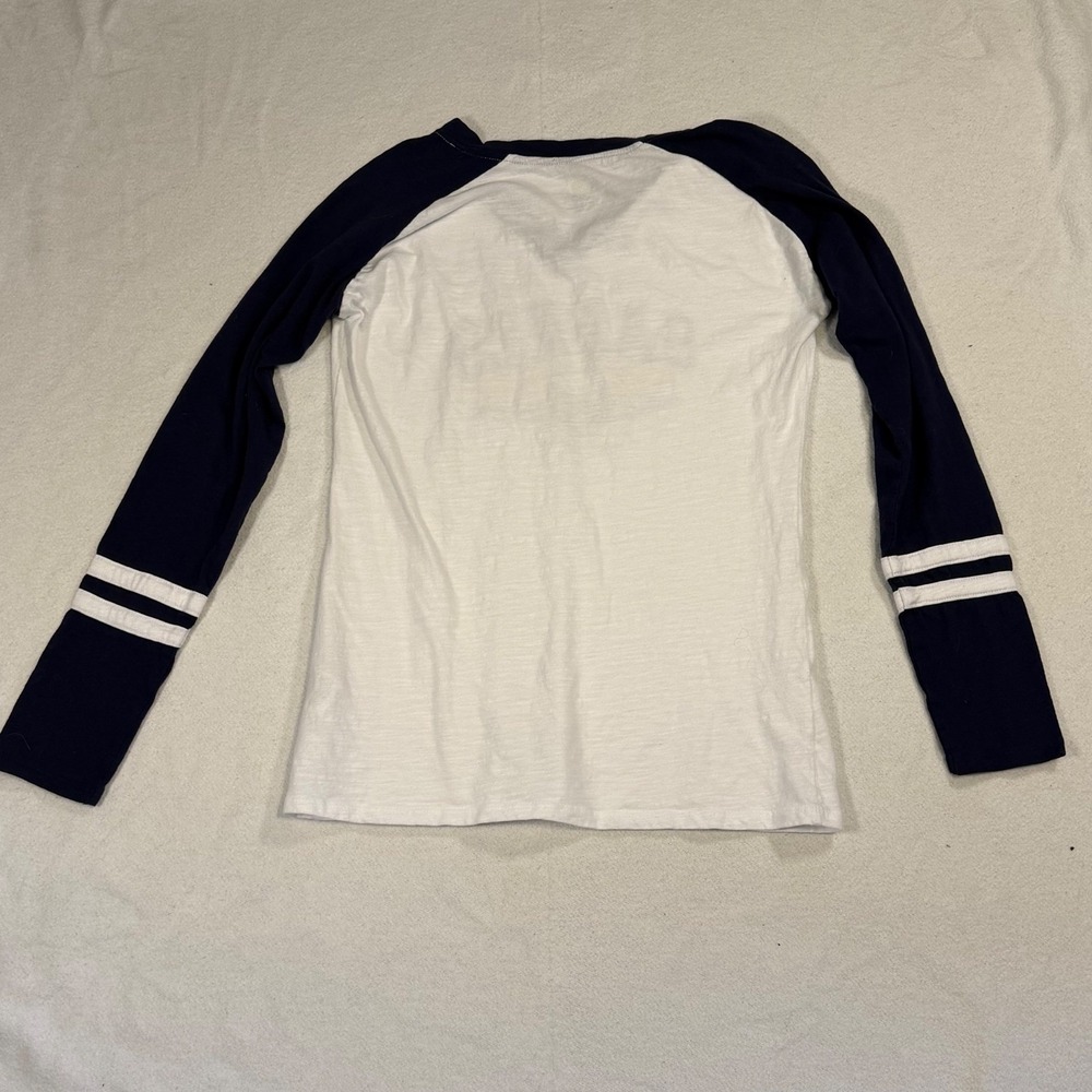 Buffalo Sabres Womens L Long Sleeve V Neck Raglan Tee NHL Navy White - Picture 5 of 8